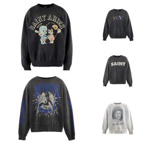 SAINT OF MICHAEL Distressed Vintage Crew Neck Sweatshirt-5599  